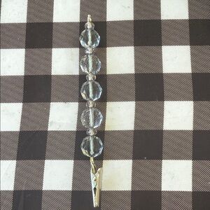Silver and Clear Beaded roach Clip